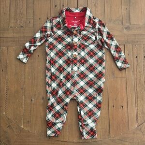 Posh Peanut Kids bamboo collared one piece romper tartan plaid 12-18 months
